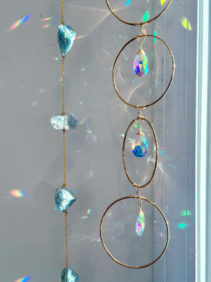 Celestite Wire Wrapped String of Crystals Home Decor