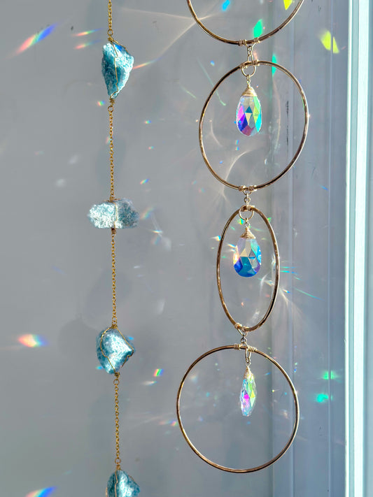 Celestite Wire Wrapped String of Crystals Home Decor