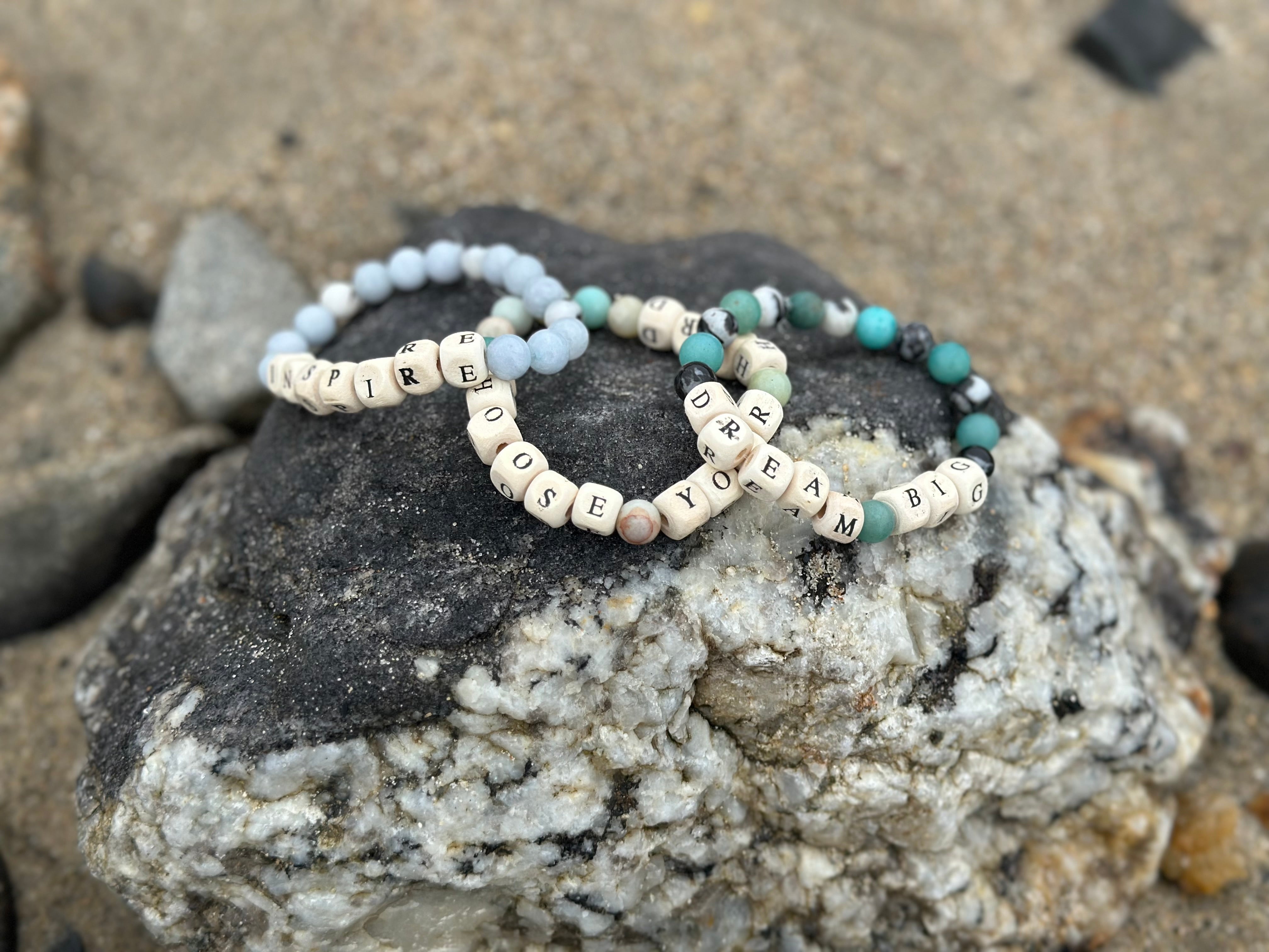 Word cheapest Gemstone Bracelet- Stretchy