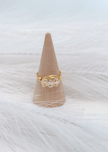 Gold Plated Triple Stone Birthstone Ring