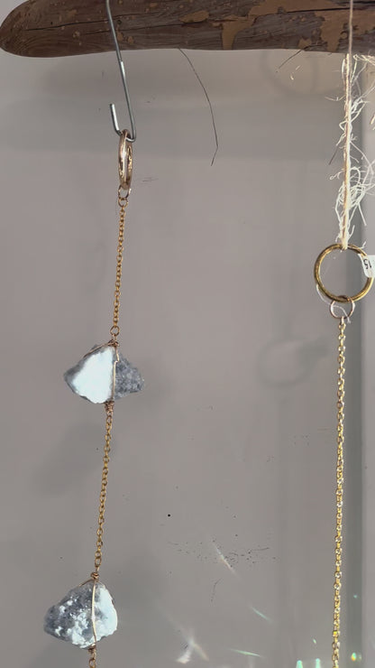 Celestite Wire Wrapped String of Crystals Home Decor