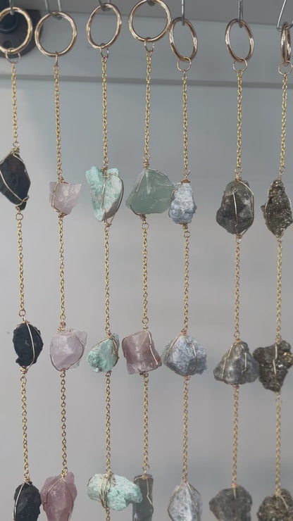 Black Tourmaline Wire Wrapped String of Crystals Home Decor