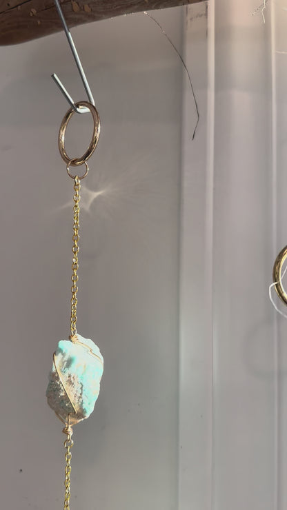 Amazonite Wire Wrapped String of Crystals Home Decor