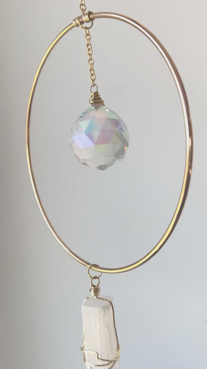 Large Selenite + Sun Catcher Hanger