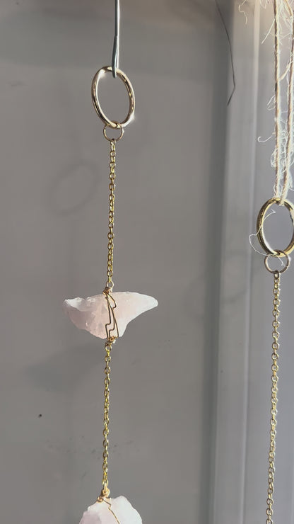Rose Quartz Wire Wrapped String of Crystals Home Decor