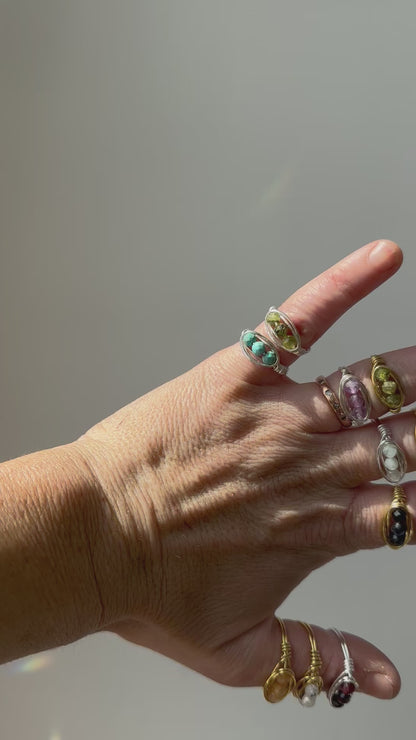 Triple Gemstone Birthstone Ring | Birthday Gift