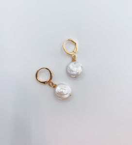Huggie Pearl Coin Earring