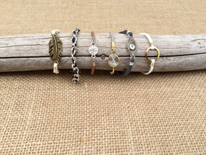 Stackable Suede Bracelets with Assorted Charms