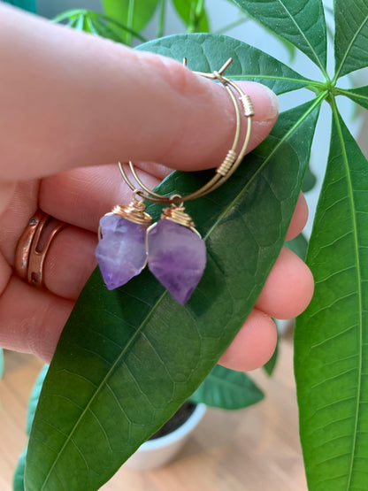 Raw Stone Hoop Earrings