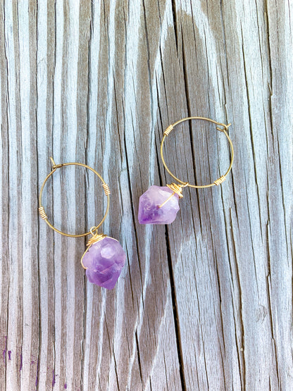 Raw Stone Hoop Earring