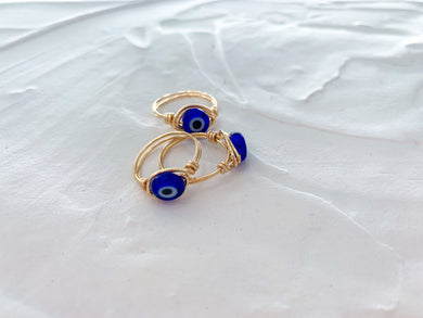 Evil Eye Wire Wrapped Ring