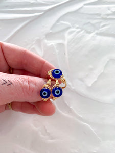 Flat Evil Eye Wire Wrapped Ring
