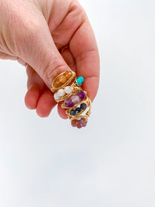 Gold Plated Triple Stone Birthstone Ring