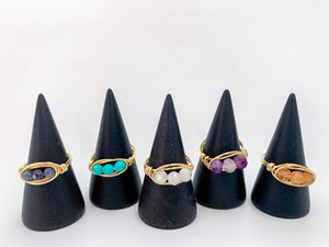 Gold Plated Triple Stone Birthstone Ring