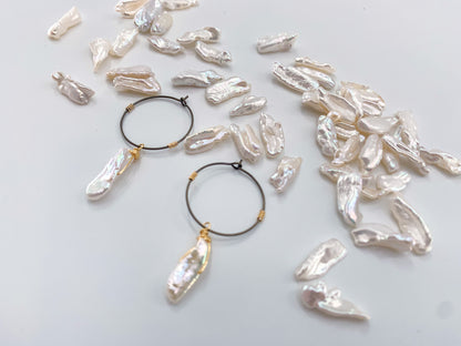 Freeform Pearl Hoop Earring