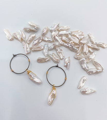 Freeform Pearl Hoop Earring