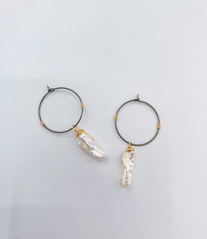 Freeform Pearl Hoop Earring