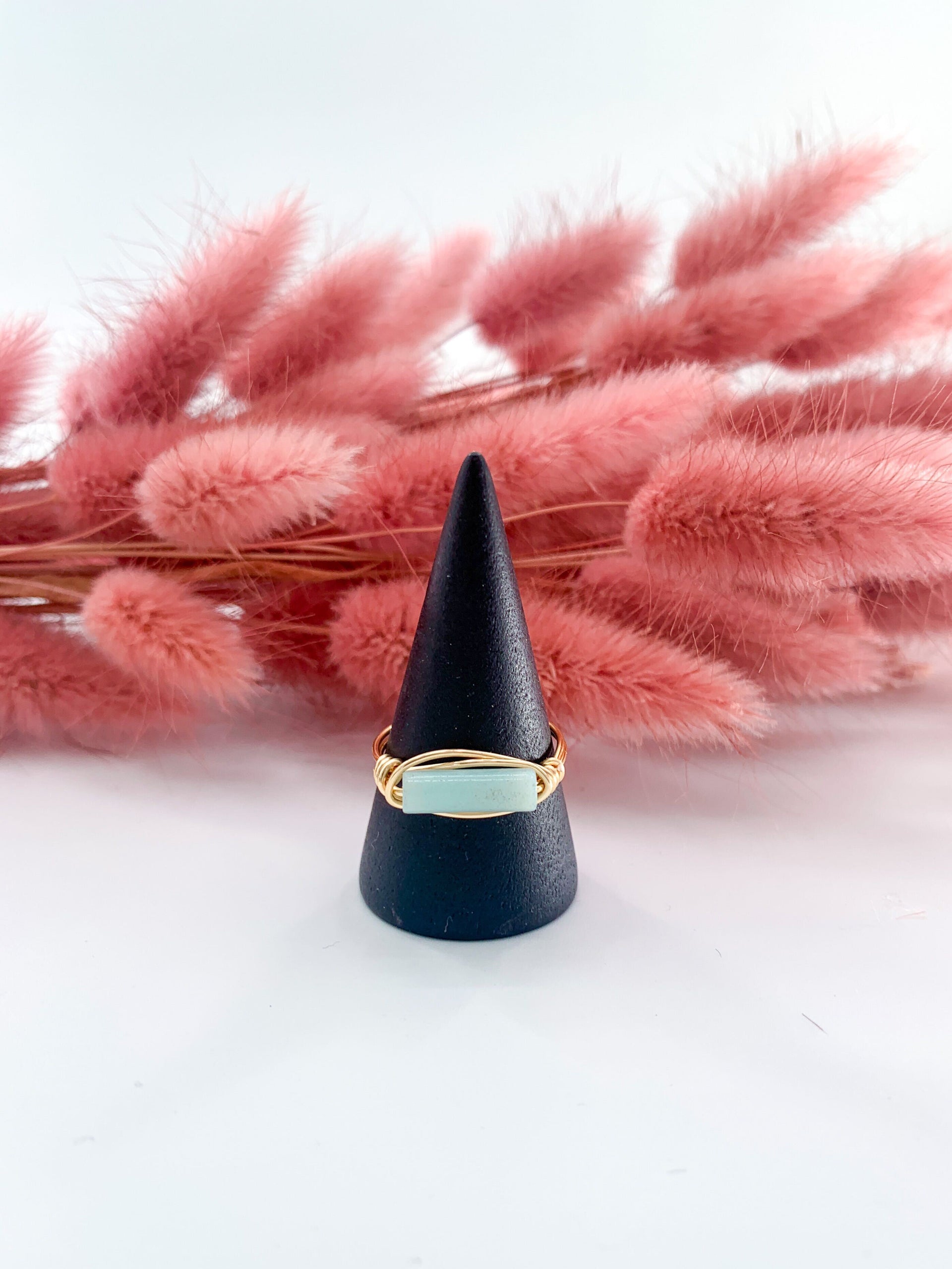 Gemstone Tube Wire Wrapped Ring