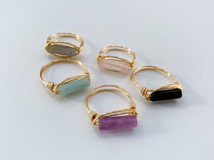 Gemstone Tube Wire Wrapped Ring