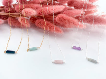 Gemstone Tube Simple Necklace