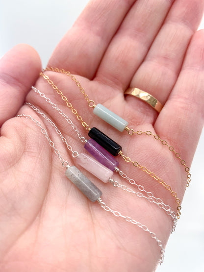 Gemstone Tube Simple Necklace