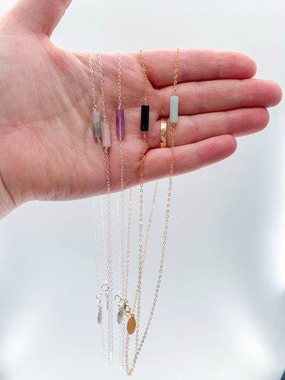 Gemstone Tube Simple Necklace