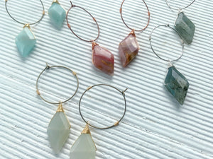 Diamond Gemstone Hoop Earrings