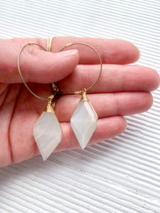 Diamond Gemstone Hoop Earrings