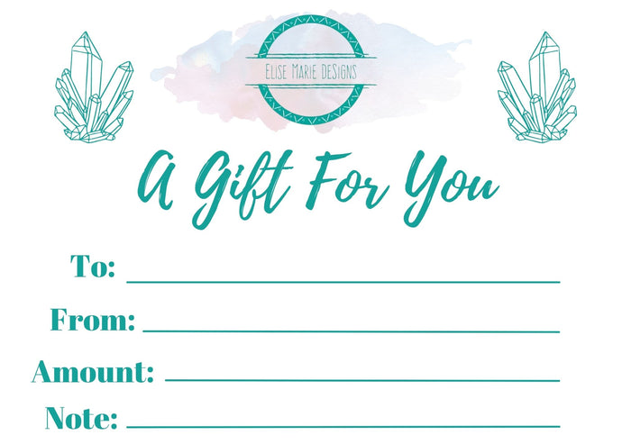 Electronic Gift Certificate for EliseMarieDesigns.com