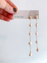 Load image into Gallery viewer, Long Fresh Water Pearl Stud Earrings