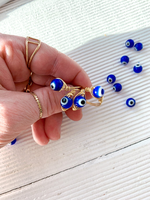 Evil Eye Wire Wrapped Ring